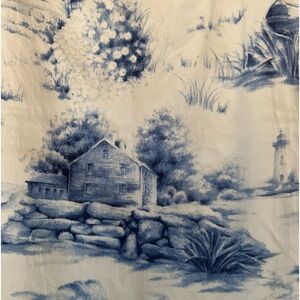 Talbots Women's White Blue Irish Linen Pencil Skirt Size 10 Back Zip EUC